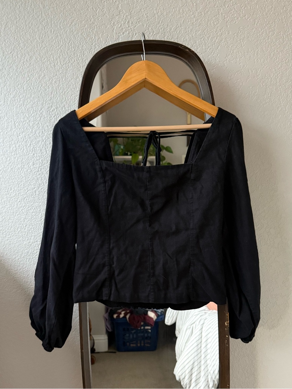 Gap Black Square Neck Puff Sleeve Top - Picture 1 of 4